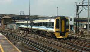 picture of Class 158 leaving clapham Junction 